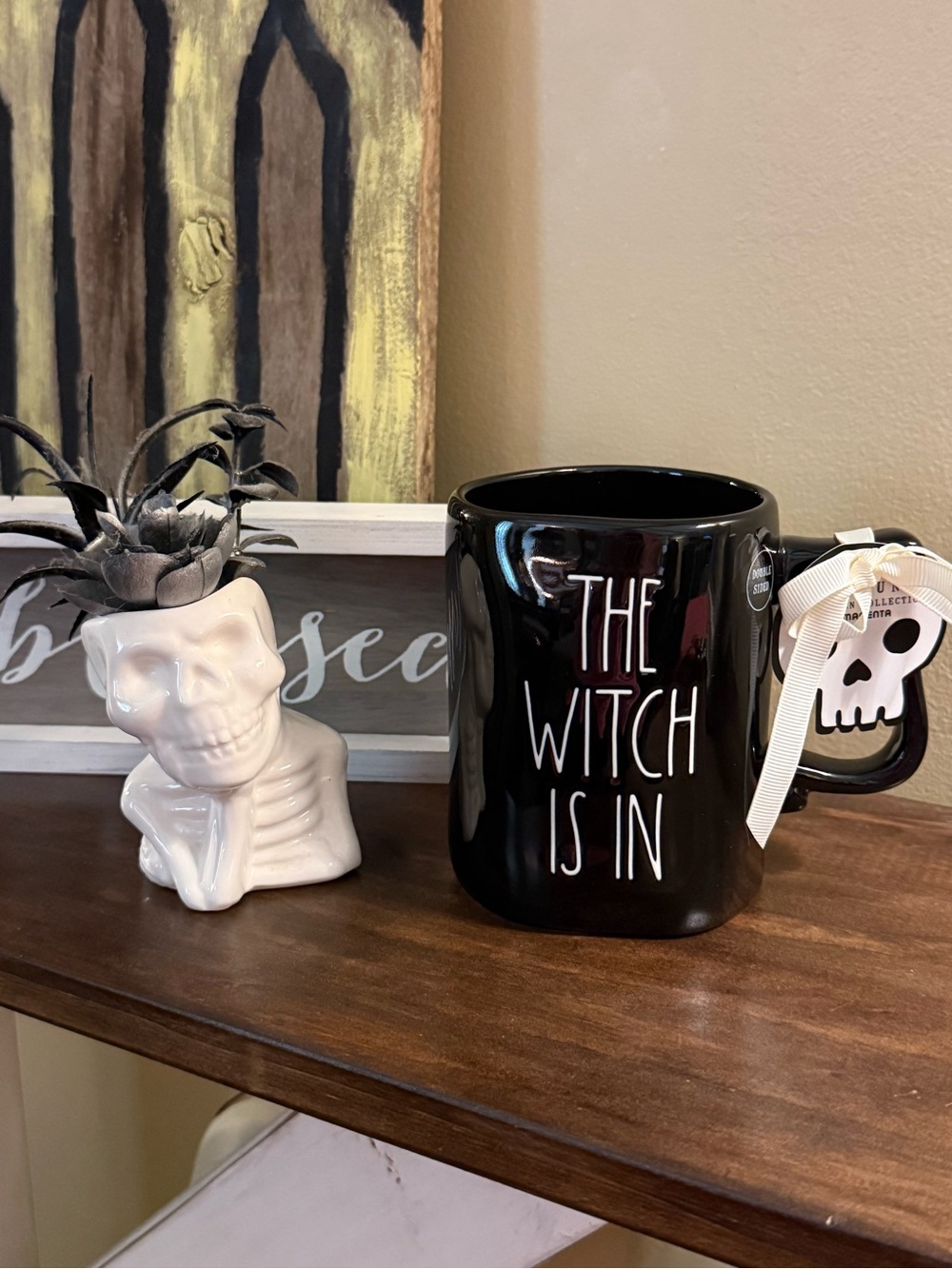 Rae Dunn Black "The Witch Is In" Ceramic Mug